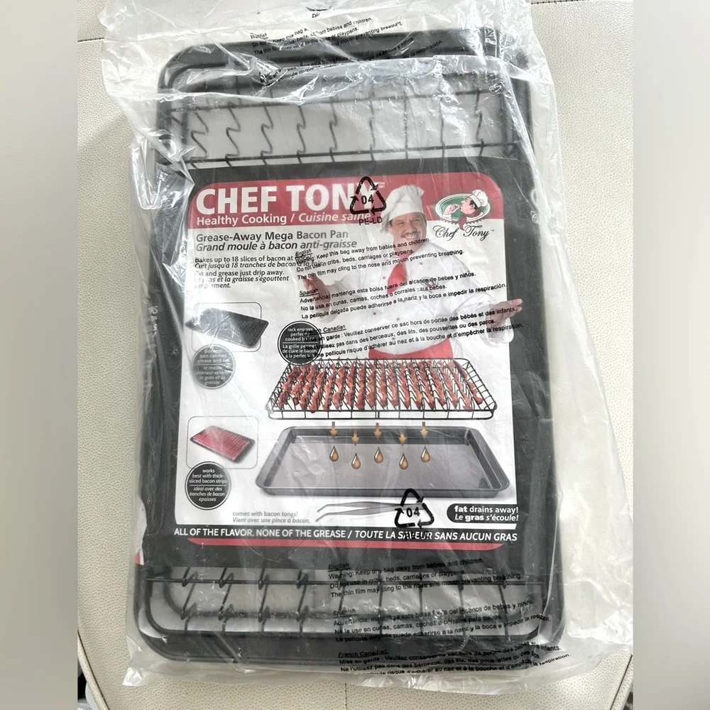 Chef Tony Healthy Bacon Lovers Cooking Pans NEW Factory Sealed Kitchen